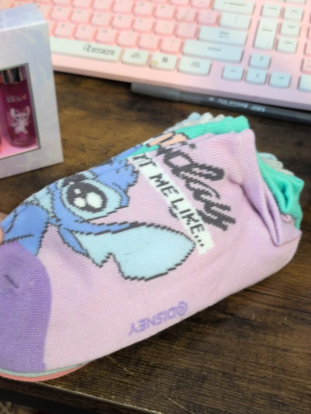 Lilo & Stitch Hibiscus Lip Oil Set +  Bundle Pastel Stitch Crew Socks Qty5 Each